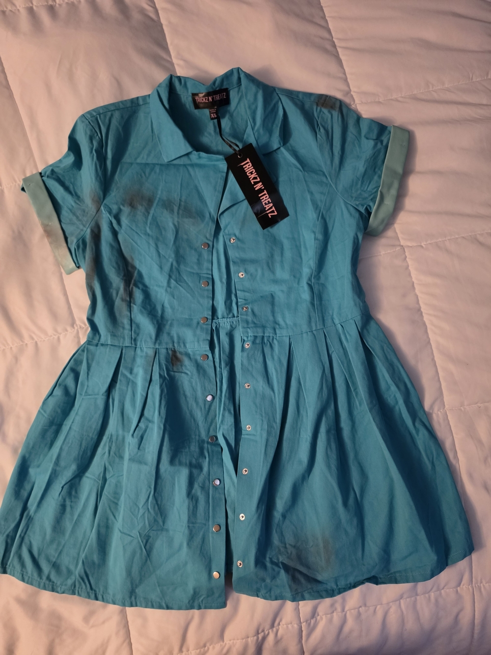 Dolls Kill Bright Teal Button-Front Dress.   Bloody Nurse Costume For Halloween